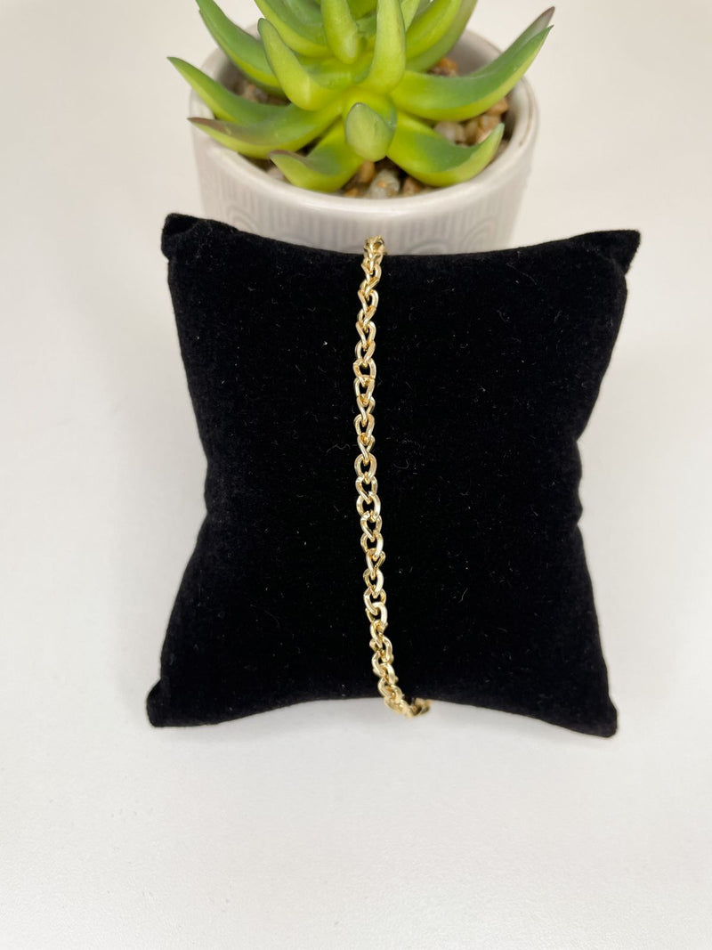 Pulseira dourada elo fino